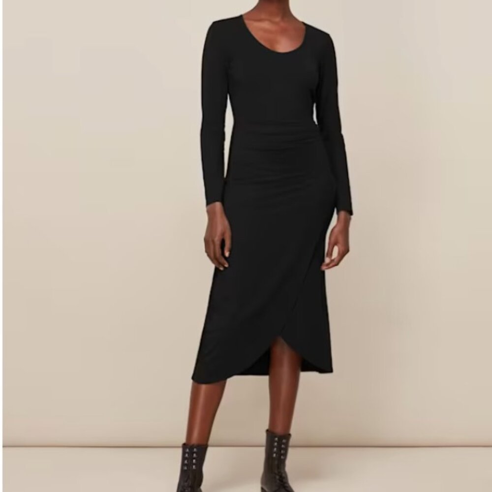 Whistles Black Jersey Wrap Dress